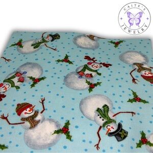 Handmade Small Book/Kindle Sleeve with a Snowmen and Holly Fabric